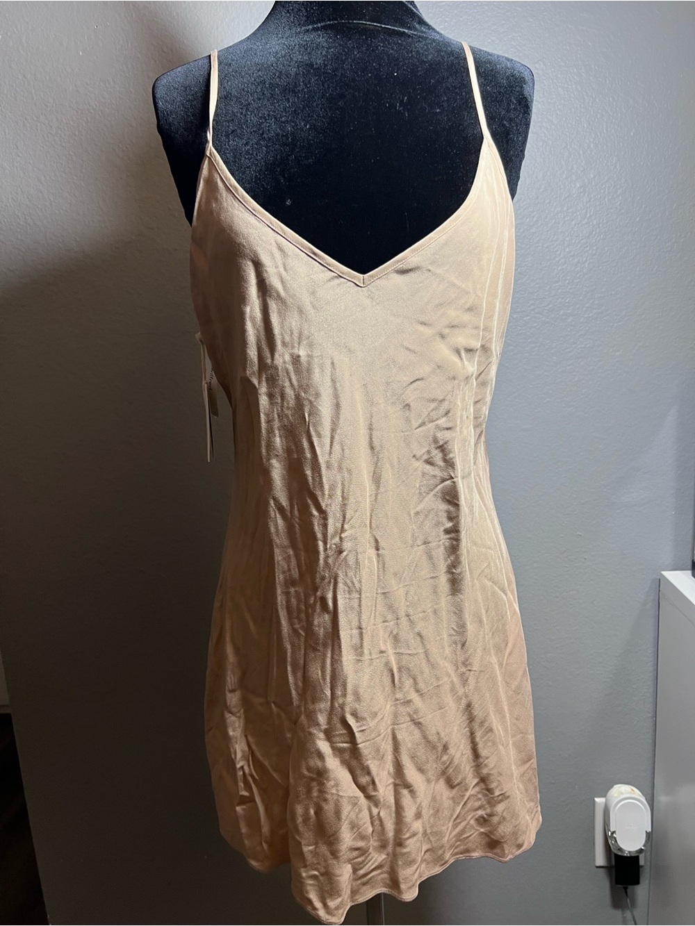 Aritzia Beige Slip Midi Dress
